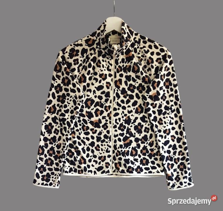 Sweter beżowoczarny w panterkę długim rękawem HM czarny małopolskie Chrzanów