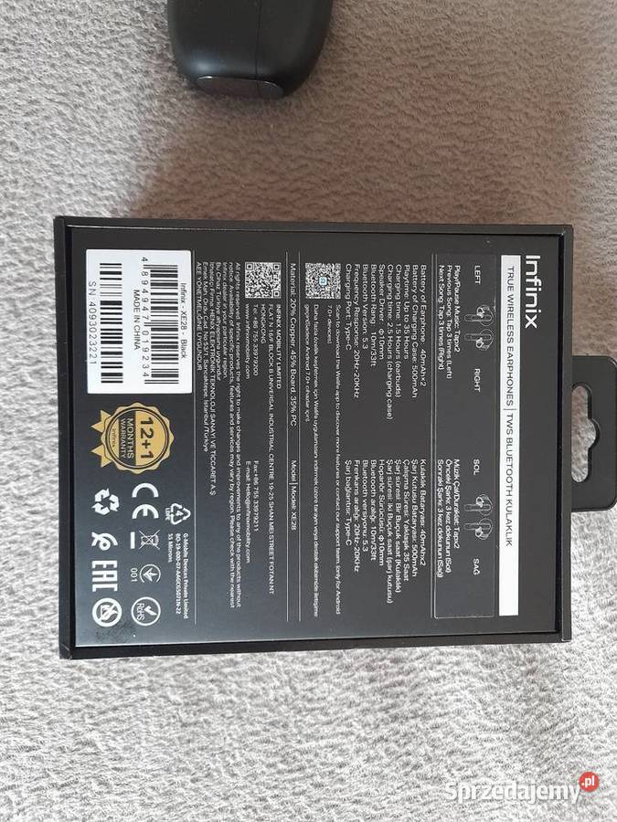 Słuchawki bezprzewodowe infinix xe 28 black Słupsk