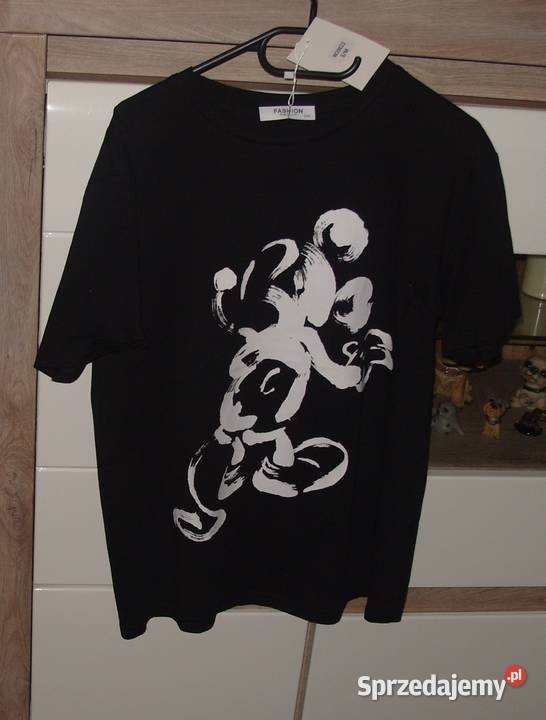 tshirt czarny z Myszką MIKI r SML FASHONBEST Bez wzoru Topy i koszulki Rawicz
