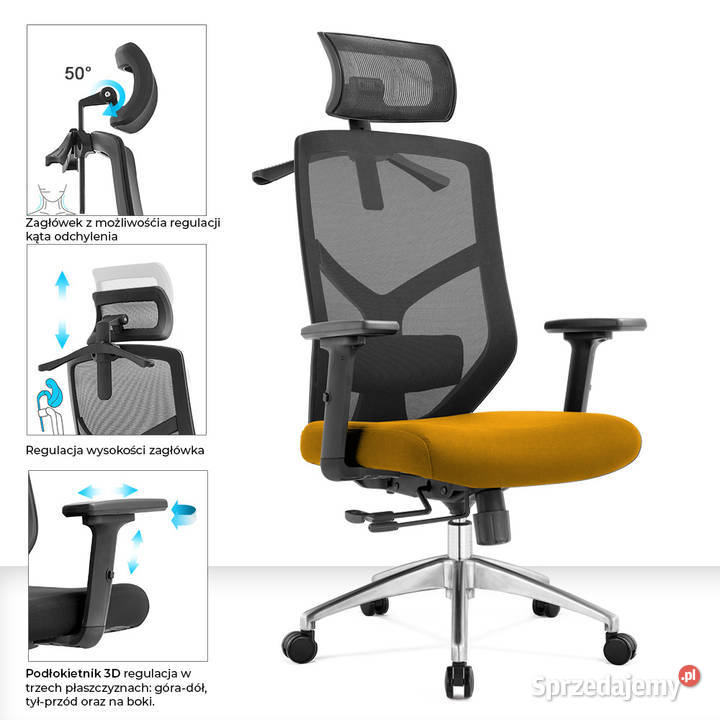 Fotel biurowy ergonomiczny Rosa musztardowy podkarpackie Jarosław sprzedam