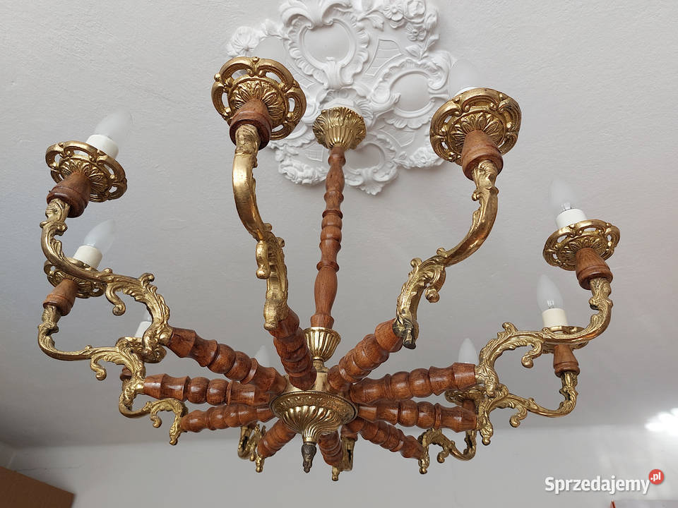 Żyrandol mosiężny 10ramienny Dąbrowa Górnicza