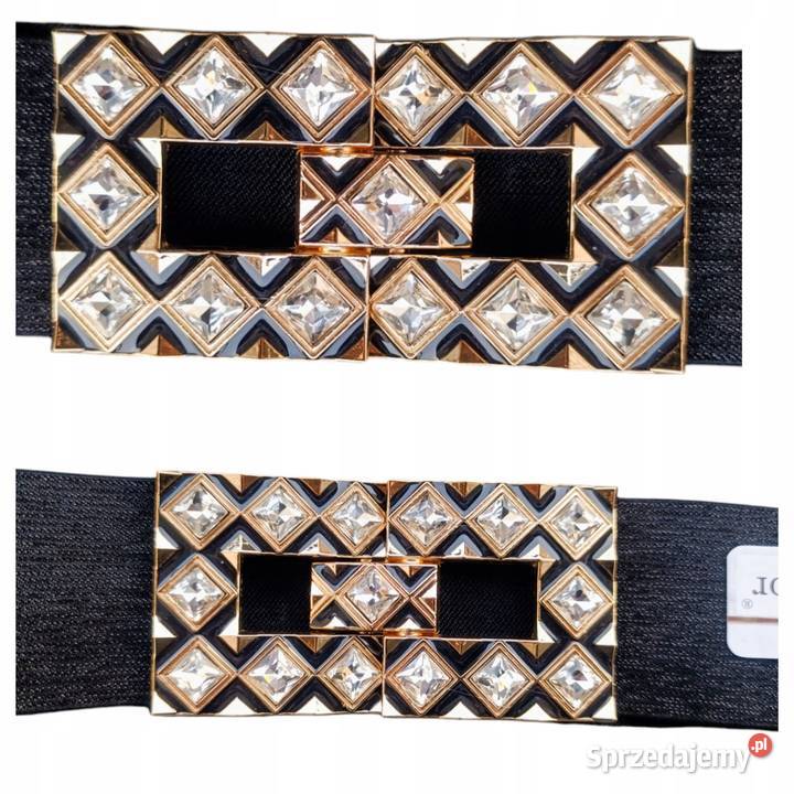 Stylowy biżuteryjny pasek damskielastyczna guma czarny łódzkie Wieluń