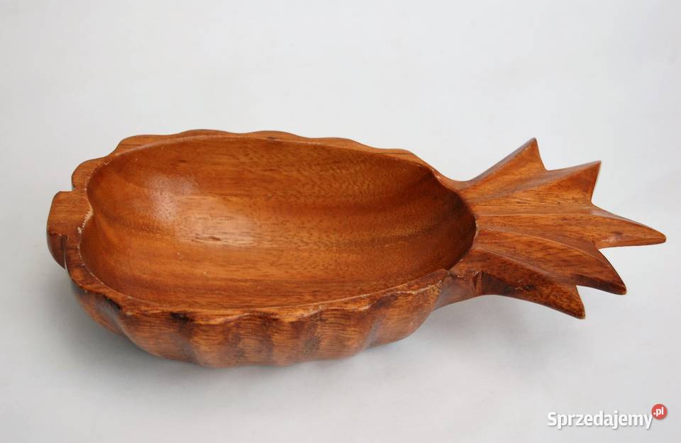 Miska patera rzeźbiona drewno teak ananas lubelskie Lublin