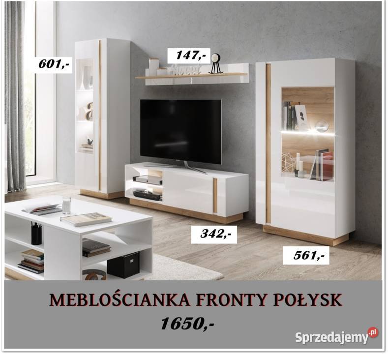 Meblościanka Biała Połysk Meble do salonu pokoju Łódź