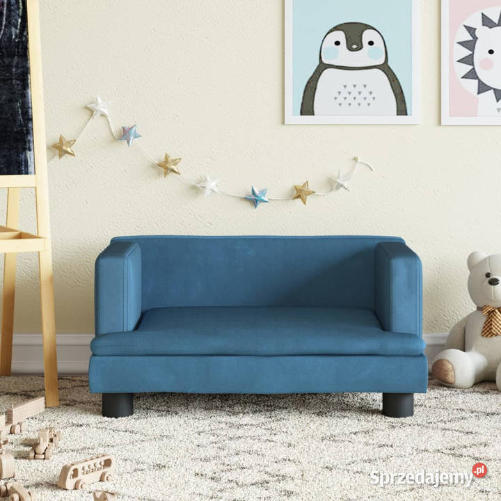 Sofa dzieci niebieska 60x40x30 aksamit WM3196317 Warszawa sprzedam