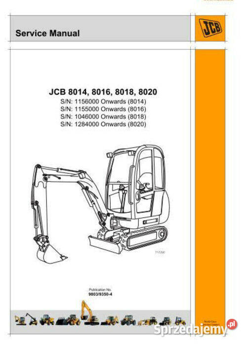 JCB 8014 8016 8018 8020 instrukcja napraw świętokrzyskie Kielce sprzedam