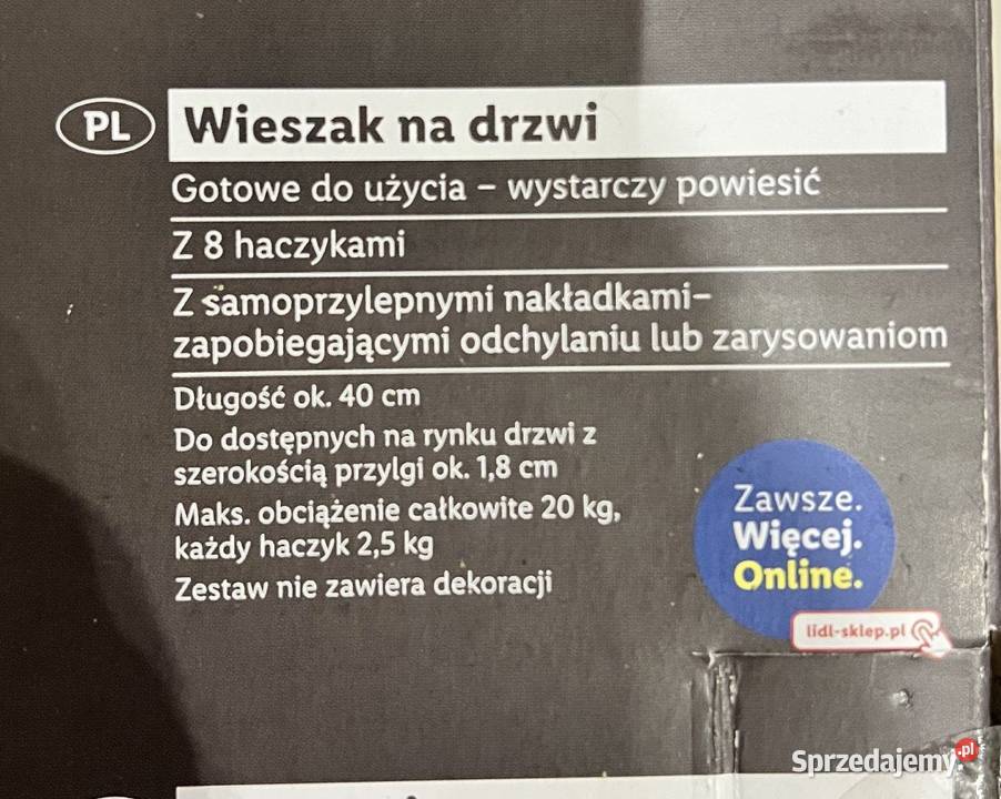Wieszak na ubrania drzwiowy Livarno Żarowo sprzedam