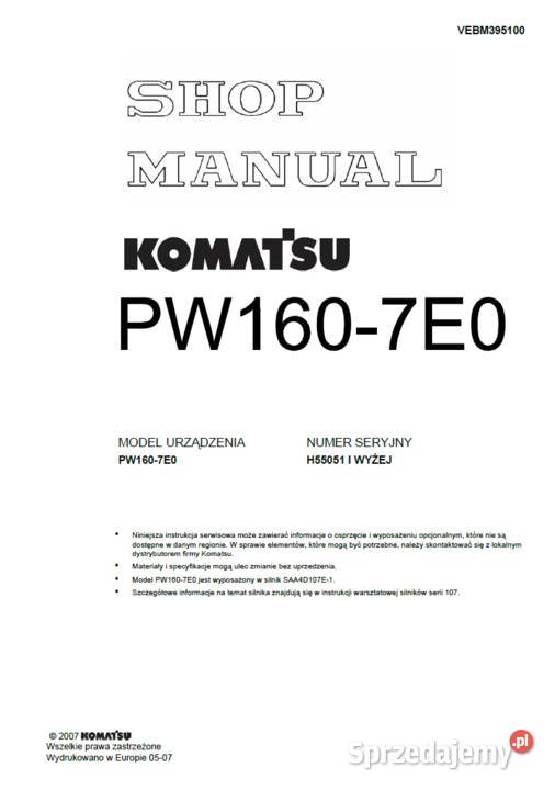 Komatsu PW 1607E0 instrukcja napraw Polsku Kultura i Rozrywka Gdańsk