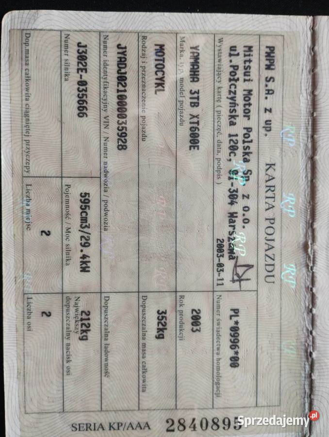 Yamaha XT600 Salon Polska 2003r Grabowiec