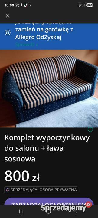 Komplet wypoczynkowy do salonu ława sosnowa Komplety mebli Szczecin