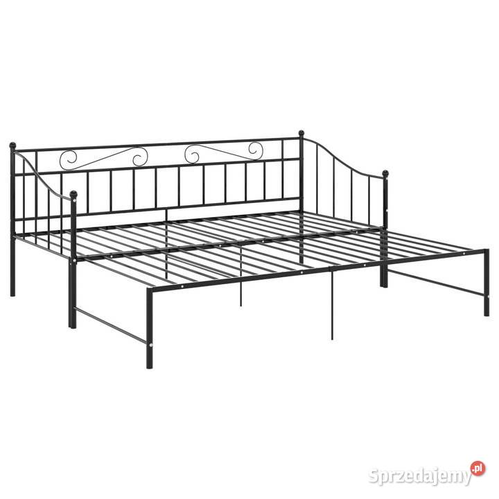 Sofa z wysuwaną ramą łóżka czarna metalowa Warszawa