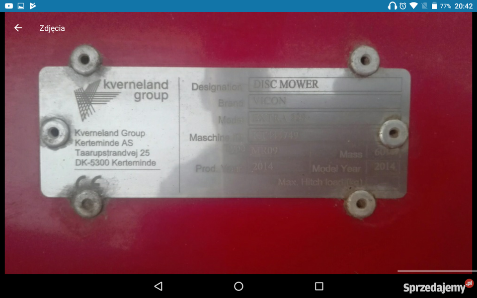 Kosiarka dyskowa vicon 228 warmińsko-mazurskie Miętkie