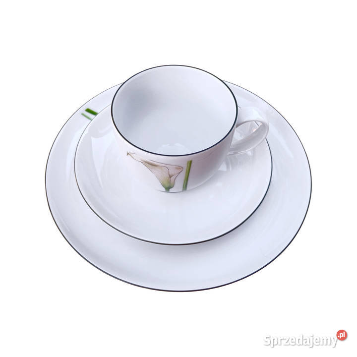 Zestaw śniadaniowy trio Seltmann Weiden Niemcy Filiżanki i spodki