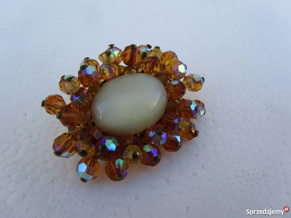 Broszka ozdobna jubilerska owalna kamień kolor warmińsko-mazurskie Olecko