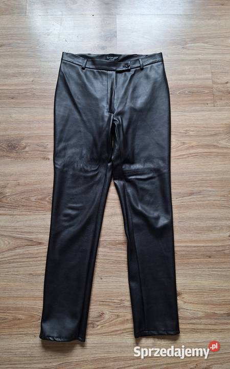 Czarne skórzane spodnie proste 38 wysoki stan Spodnie Kraków