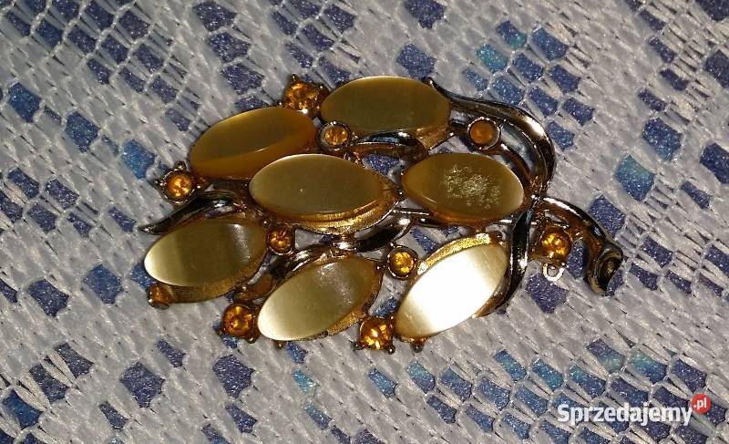 Angielska stara broszka liść maślany