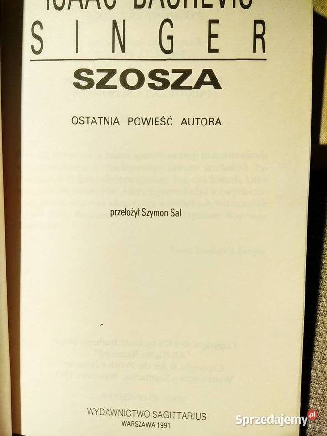 Szosza Singer książki prezenty gwiazdka Warszawa sprzedam