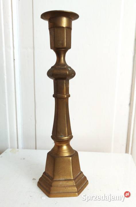 Piękny stary wysoki świecznik mosiężny lichtarz Gdańsk sprzedam