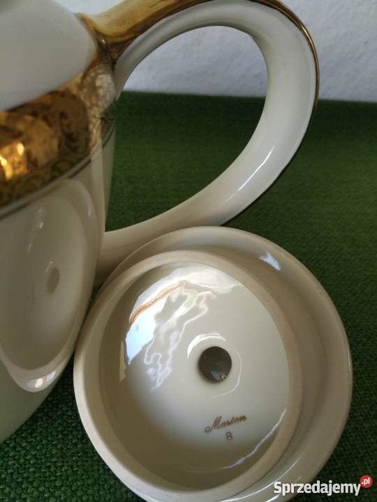 Piękny dzbanek Alka Kunst Kronach Masion złocony Porcelana i szkło małopolskie Ropa