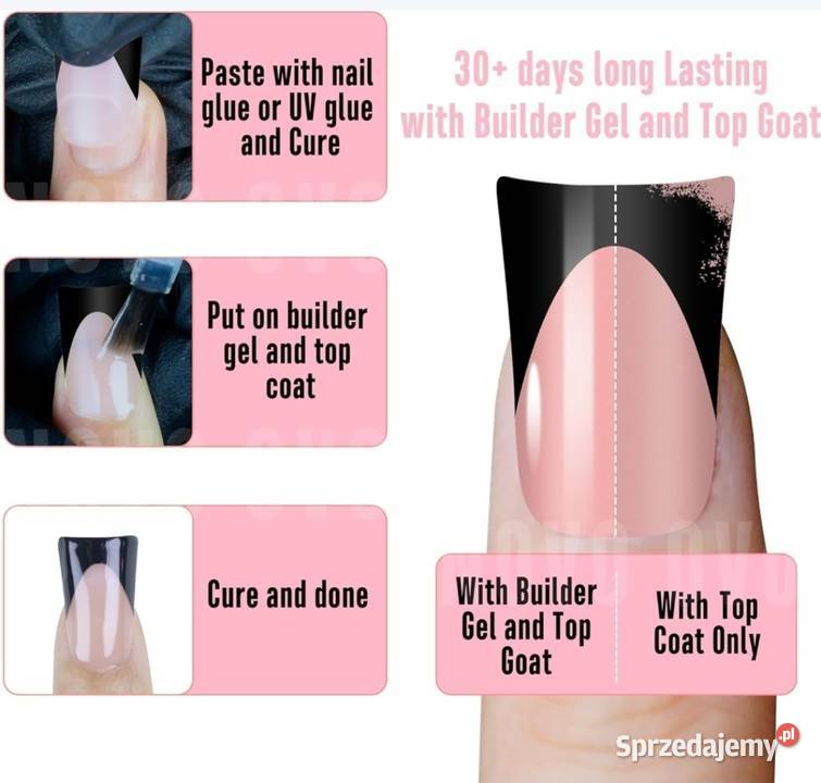 Sztuczne paznokcie tipsy Halloween French Black Dla kobiet Domaszczyn