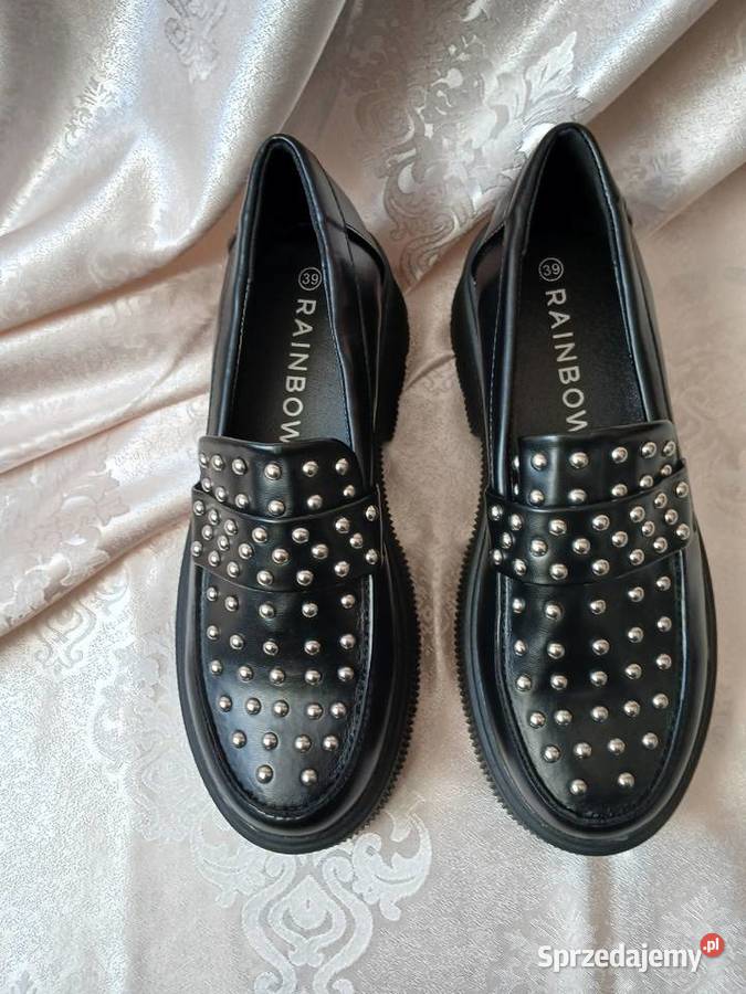 Czarne loafersy półbuty RAINBOW bonprix 39 inna Półbuty Sochaczew