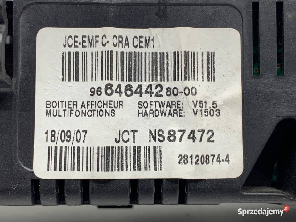 WYŚWIETLACZ PEUGEOT 207 9664644280 0615 EKRAN