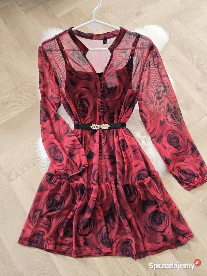Sukienka z siatki print Róże Wodzisław Śląski