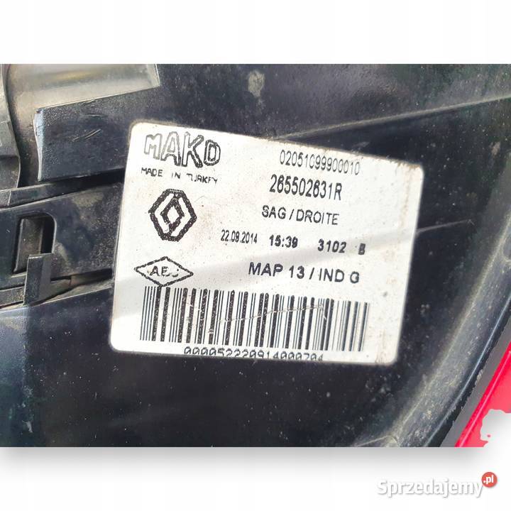 LAMPA PRAWA Renault Clio IV HTB 20122016 tylna osobowe Chełm