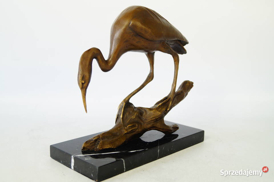Figura z brązu czapla żuraw rzeźba prezent Gizałki