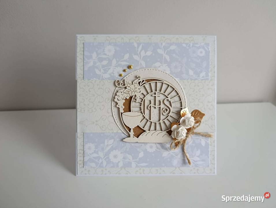 Kartka ręcznie robiona Pierwsza Komunia Święta Łódź