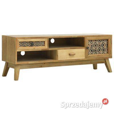vidaXL Szafka pod TV rzeźbiona brązowa 120 x 30 mazowieckie Warszawa