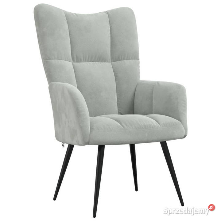 Fotel jasnoszary obity aksamitem WM328073 mazowieckie Warszawa