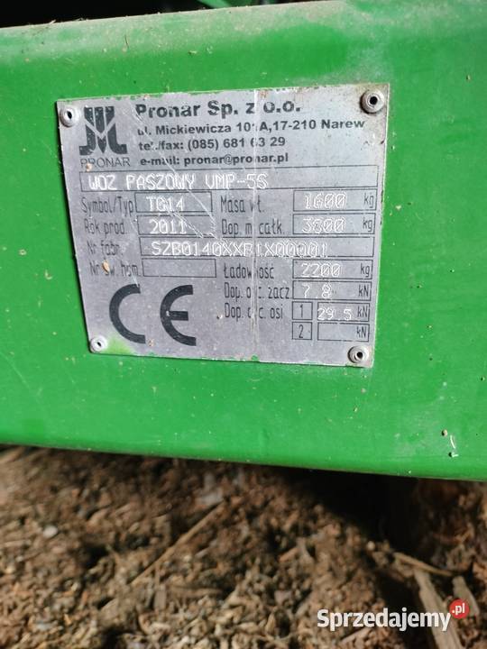 Paszowóz Pronar VMP5S podlaskie Nowy Dwór