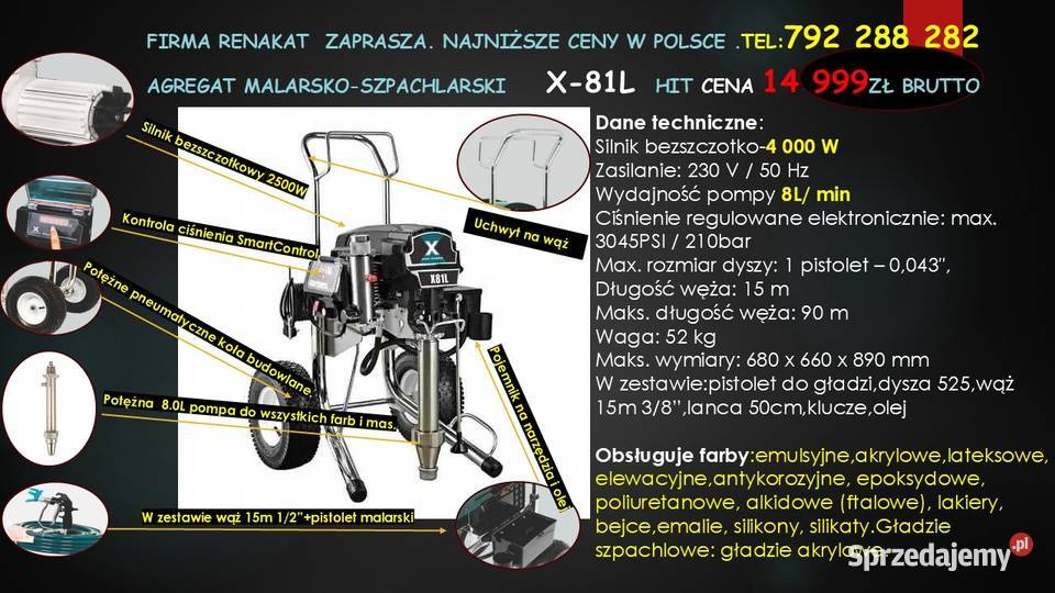 Agregat MalarskoSzpachlarski X81L 4500W 80 lmin Gubin
