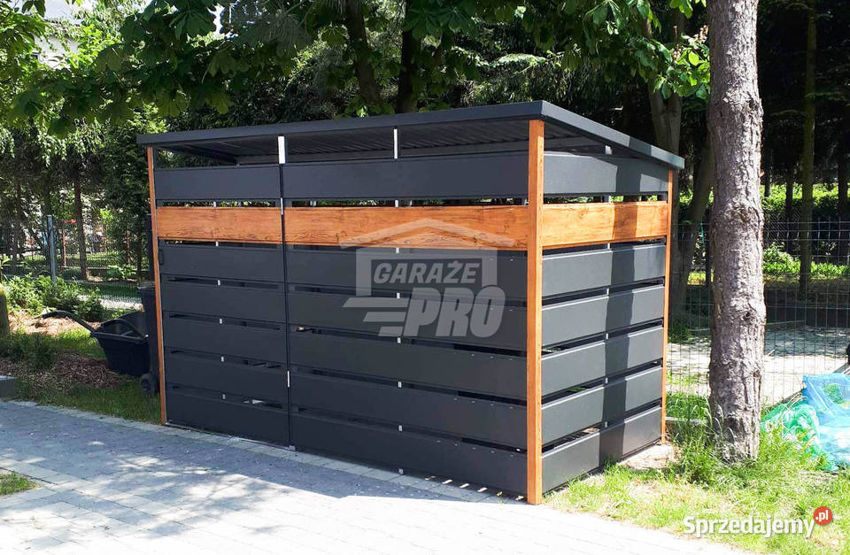 Wiata śmietnikowa 2x15 antracyt drewnopodobny Wrocław