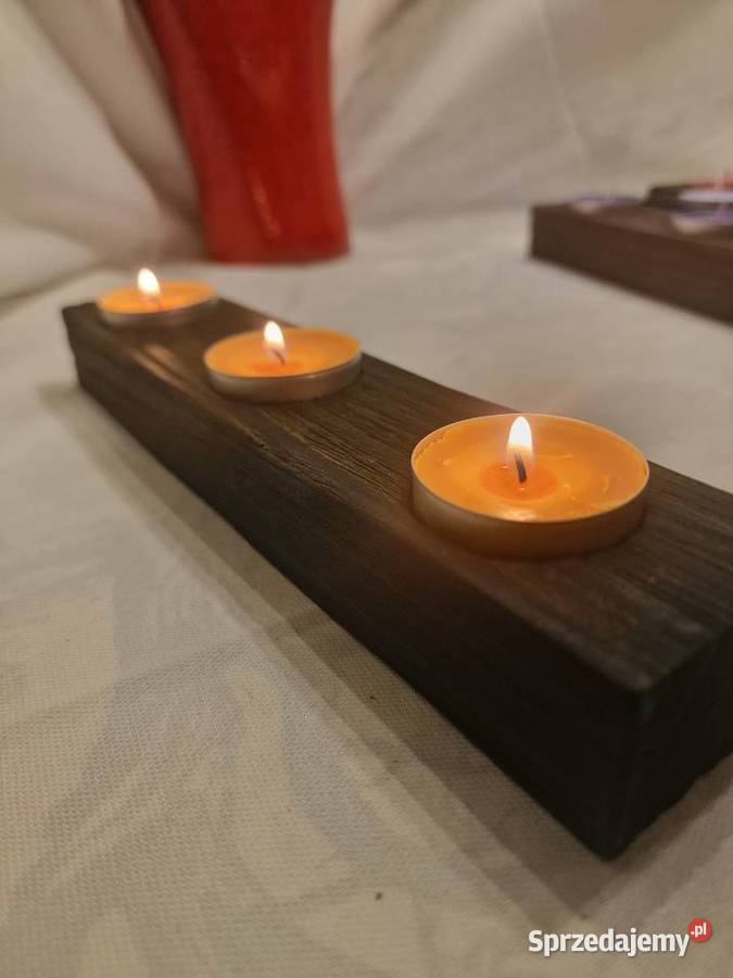 Świecznik świerkowy opalany Shou Sugi Ban leśna Sępopol