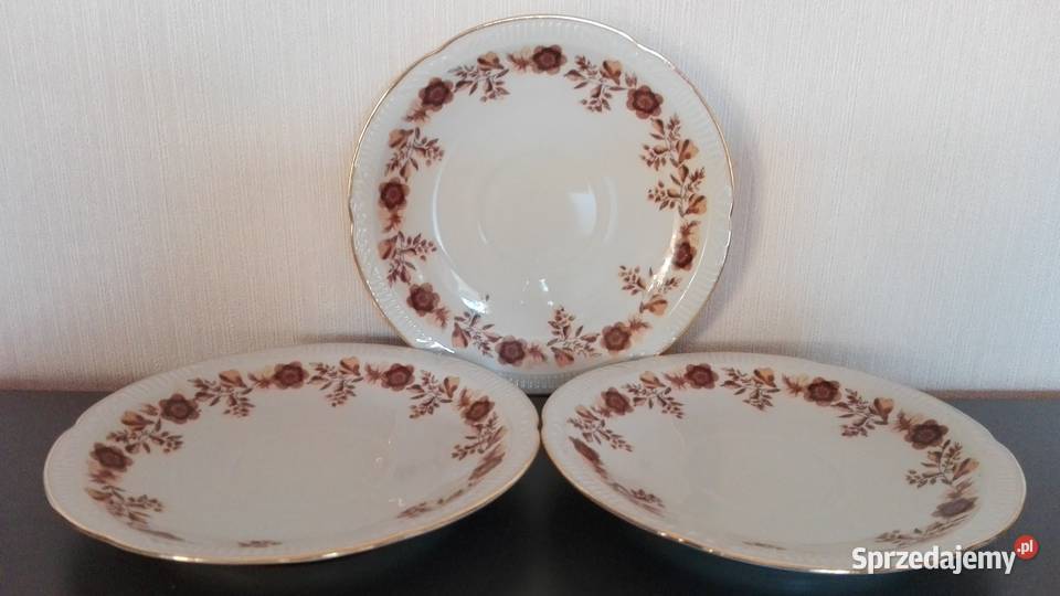 Spodki talerzyki stara porcelana Chodzież fason Warpechy Stare