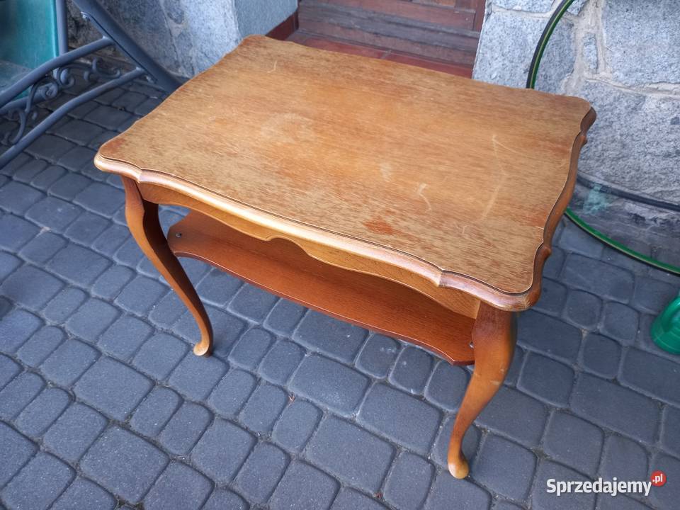Stary stolik kawowy ludwikowski z półką vintage Rawicz sprzedam