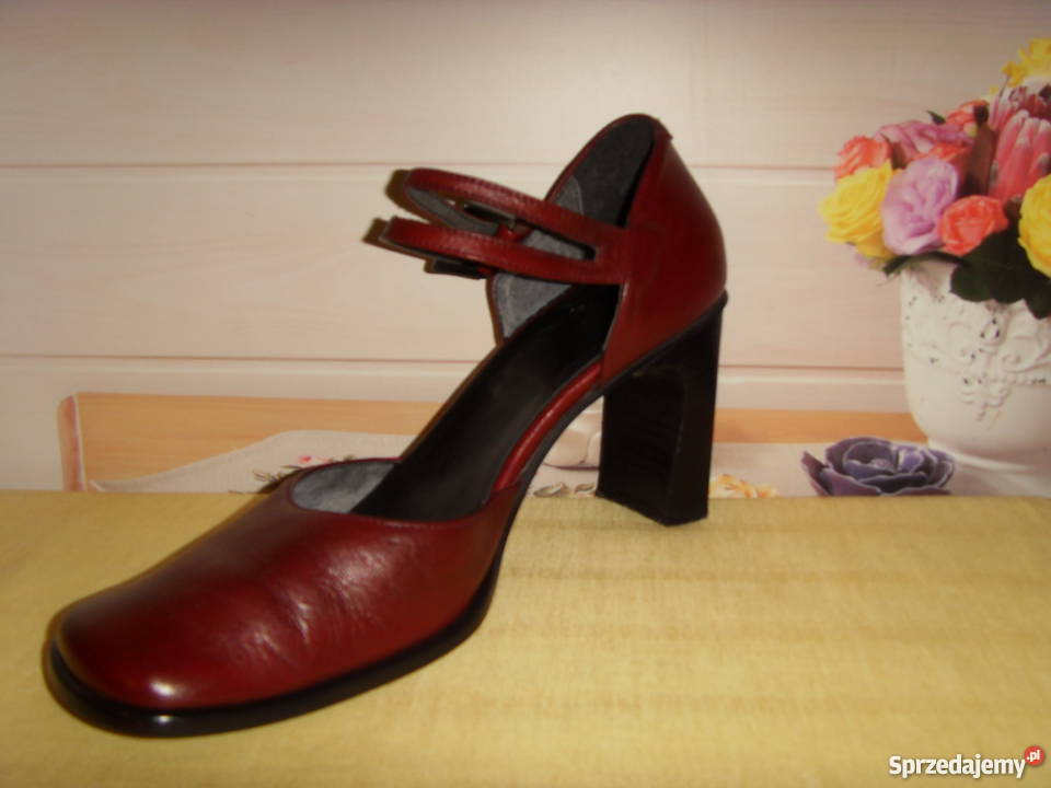 PÓŁBUTY DAMSKIE SKÓRZANE BORDOWE ROZMIAR 40 Wrocław