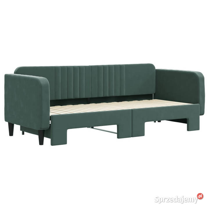 Sofa rozsuwana ciemnozielona aksamit 80x200 223cm mazowieckie Warszawa