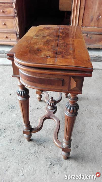 Karciakstolik konsolowy eklektyczny orzech antyk
