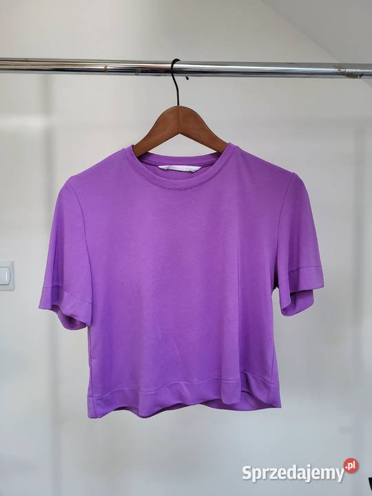 Fioletowa koszulka bluzka crop top Topy i koszulki Liszki