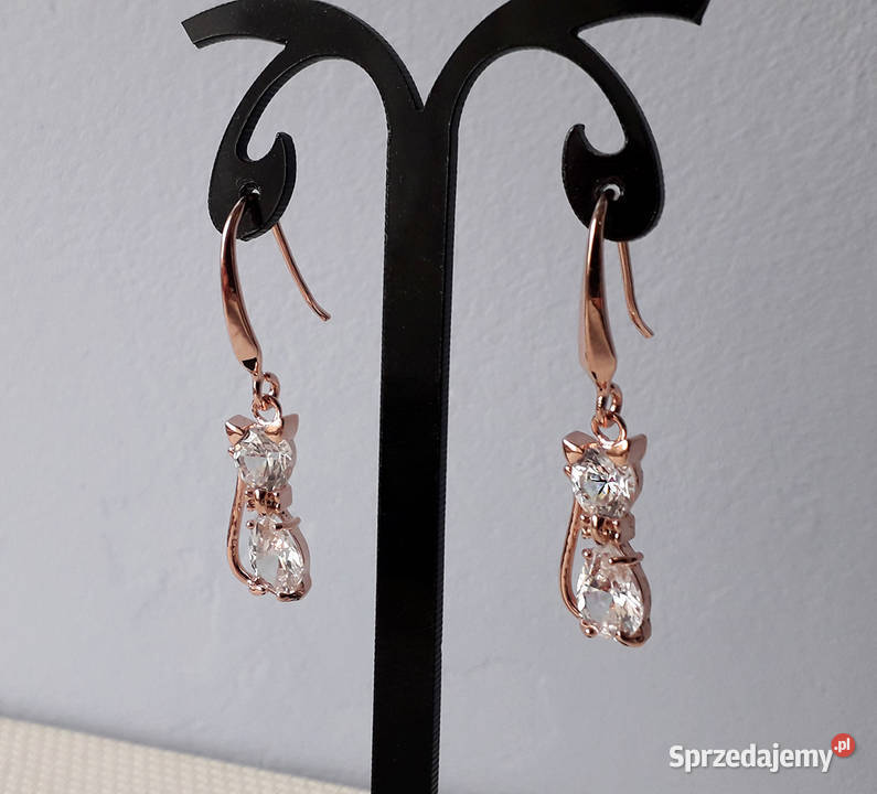 Kolczyki pozłacane Koty z cyrkoniami pozłacane Łódź