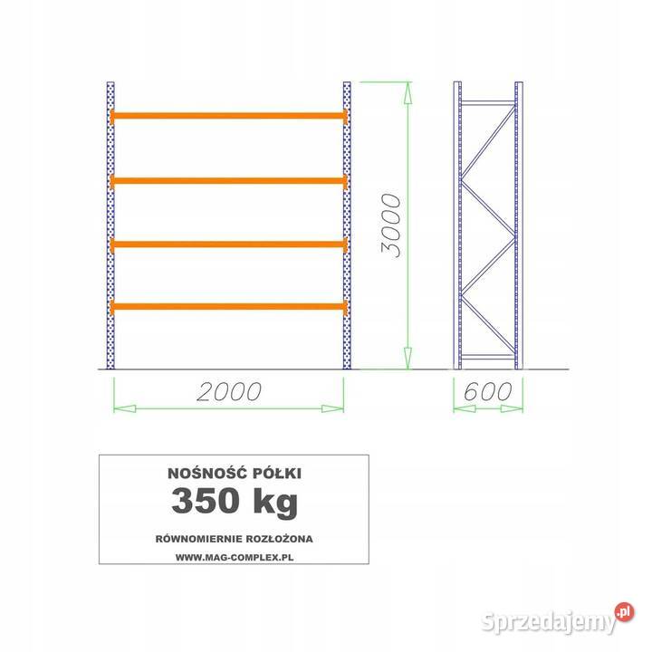 REGAŁ METALOWY MAGAZYNOWY WYTRZYMAŁY MOCNY MRC11 Magazynowanie pomorskie Tczew