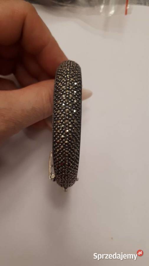 Bransoleta srebrna bangla z markazytami