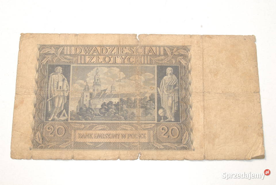 Stary banknot 20 złotych 1940 antyk unikat Cieszyn