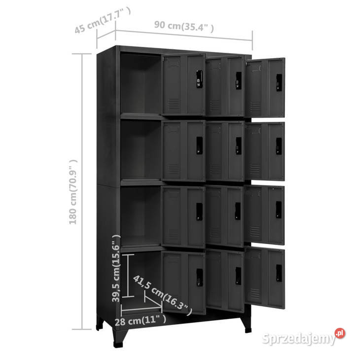 Szafka zamykana na klucz antracytowa 90x45x180 Warszawa