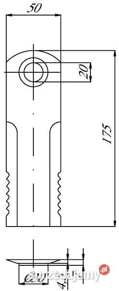 Nóż rozdrabniacza do słomy 175x50x45 mm 20 mm małopolskie Kamionna