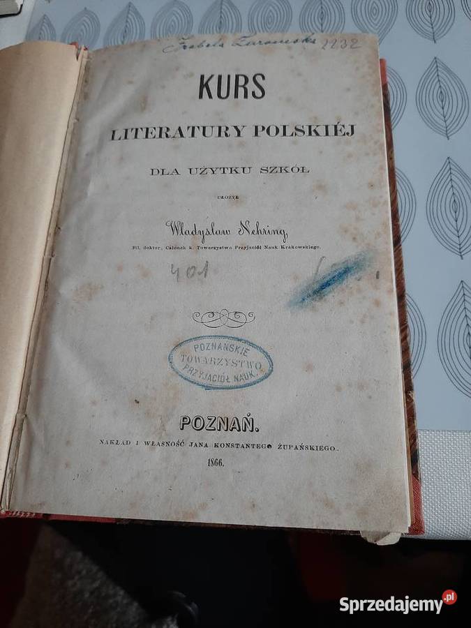 Kurs literatury polskiej WłNehring 1866 r Stronie Śląskie