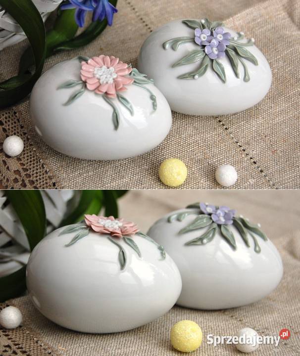 Jajko pisanka kwiaty relief porcelana Ćmielów